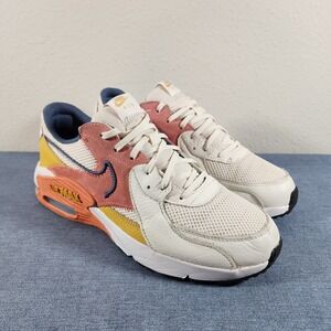 Nike Air Max Excee Mens Size 9.5 White Pink Yellow Running Shoes Sneakers